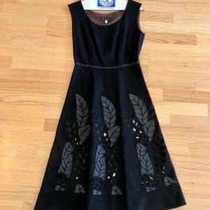 Emporio Armani black sleeveless midi dress with cut out detail